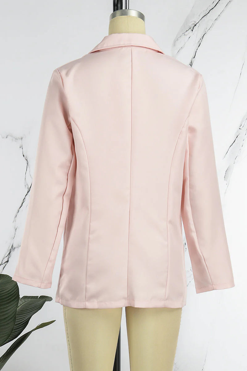 Casual Solid Button Turn-back Collar Outerwear D900