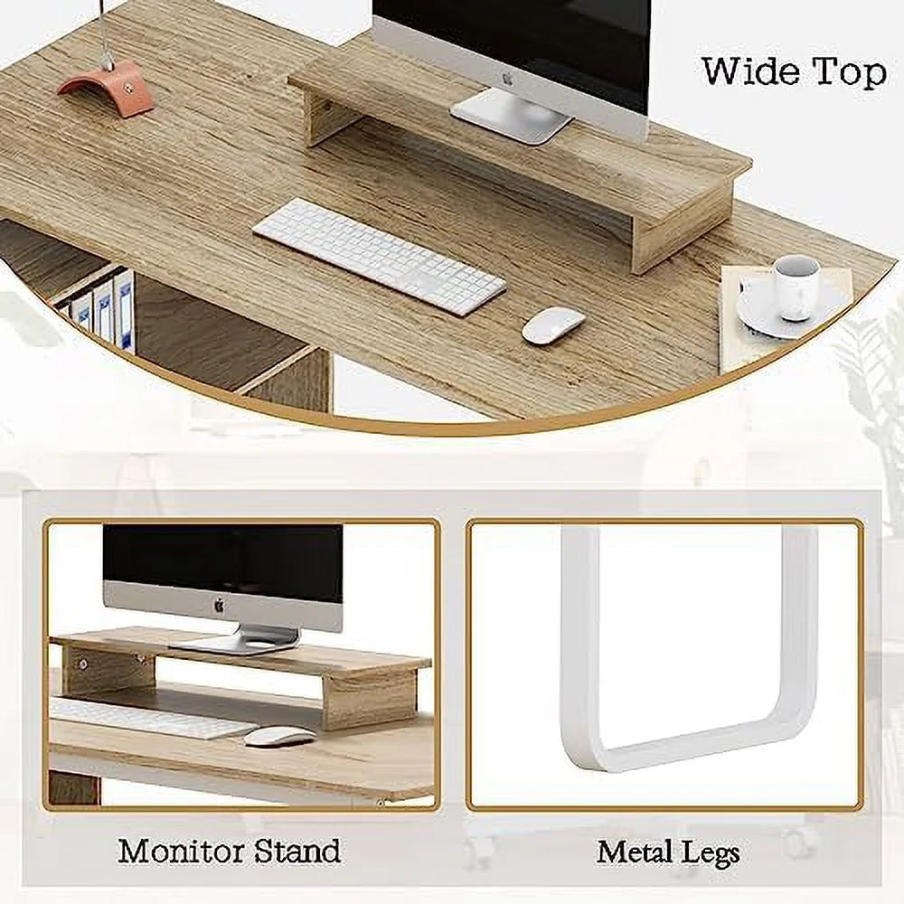 L-Shaped Computer Desk with Monitor Stand and 3 Drawers Z310