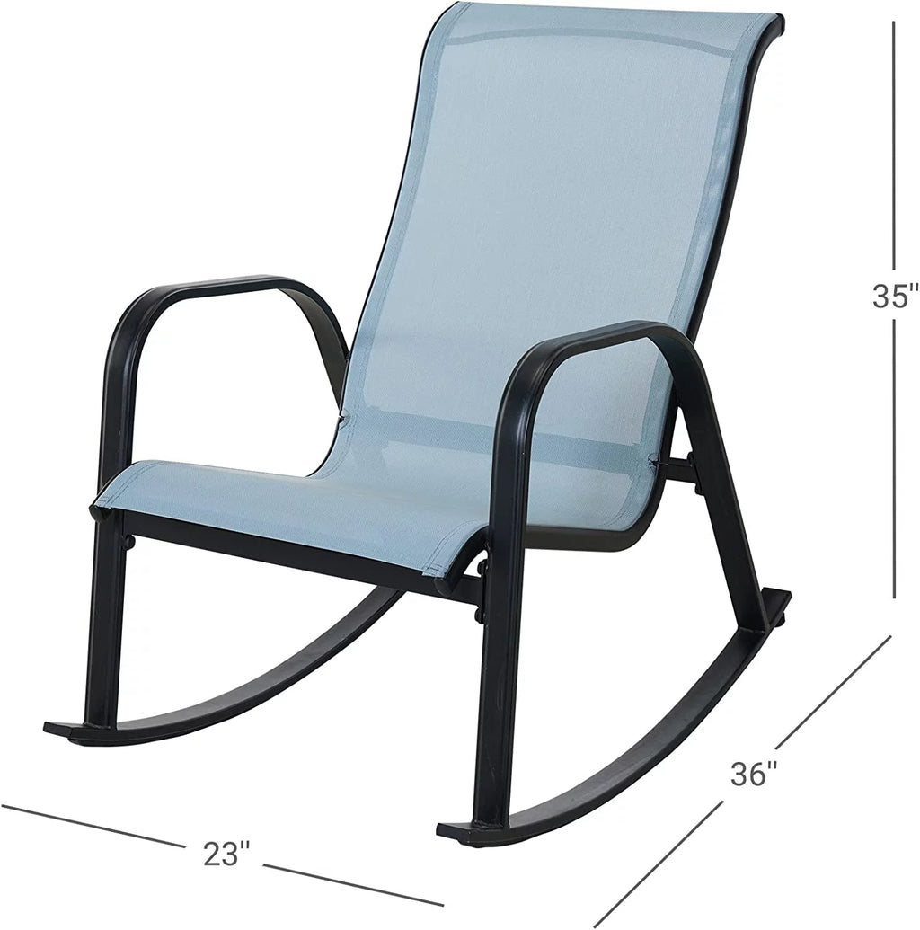 Set of 2 Blue Steel Outdoor Rocking Chair H91486