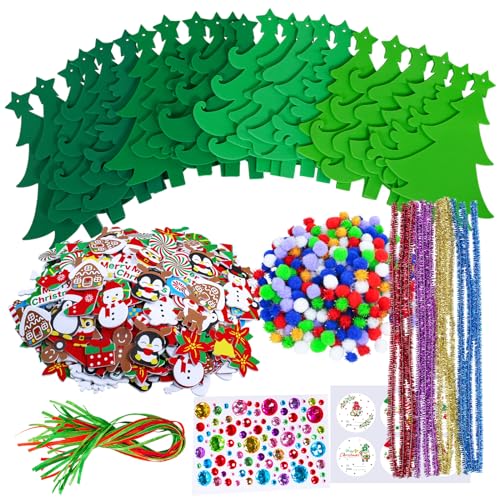 24 Sets Christmas Tree Ornaments DIY Craft Kits Foam Stickers Y493