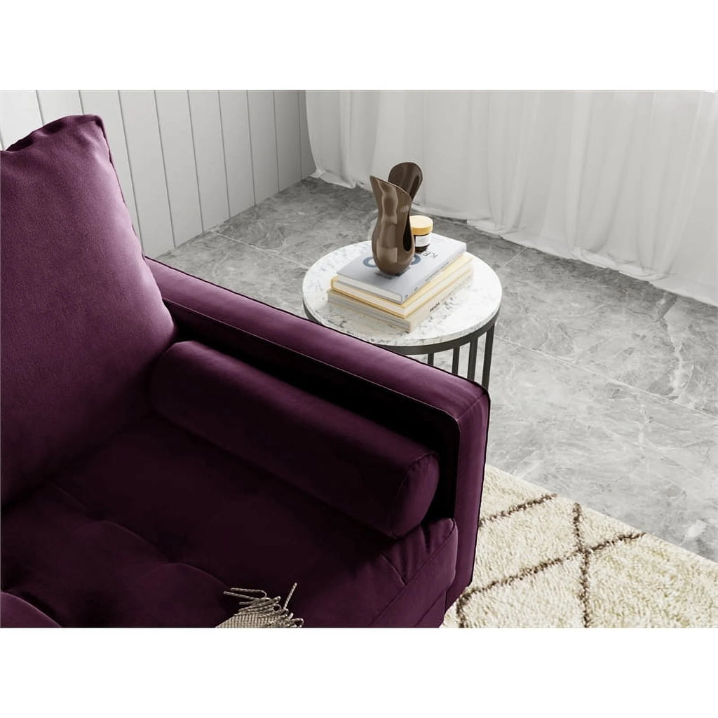 Purple Velvet Upholstered Loveseat Y394132