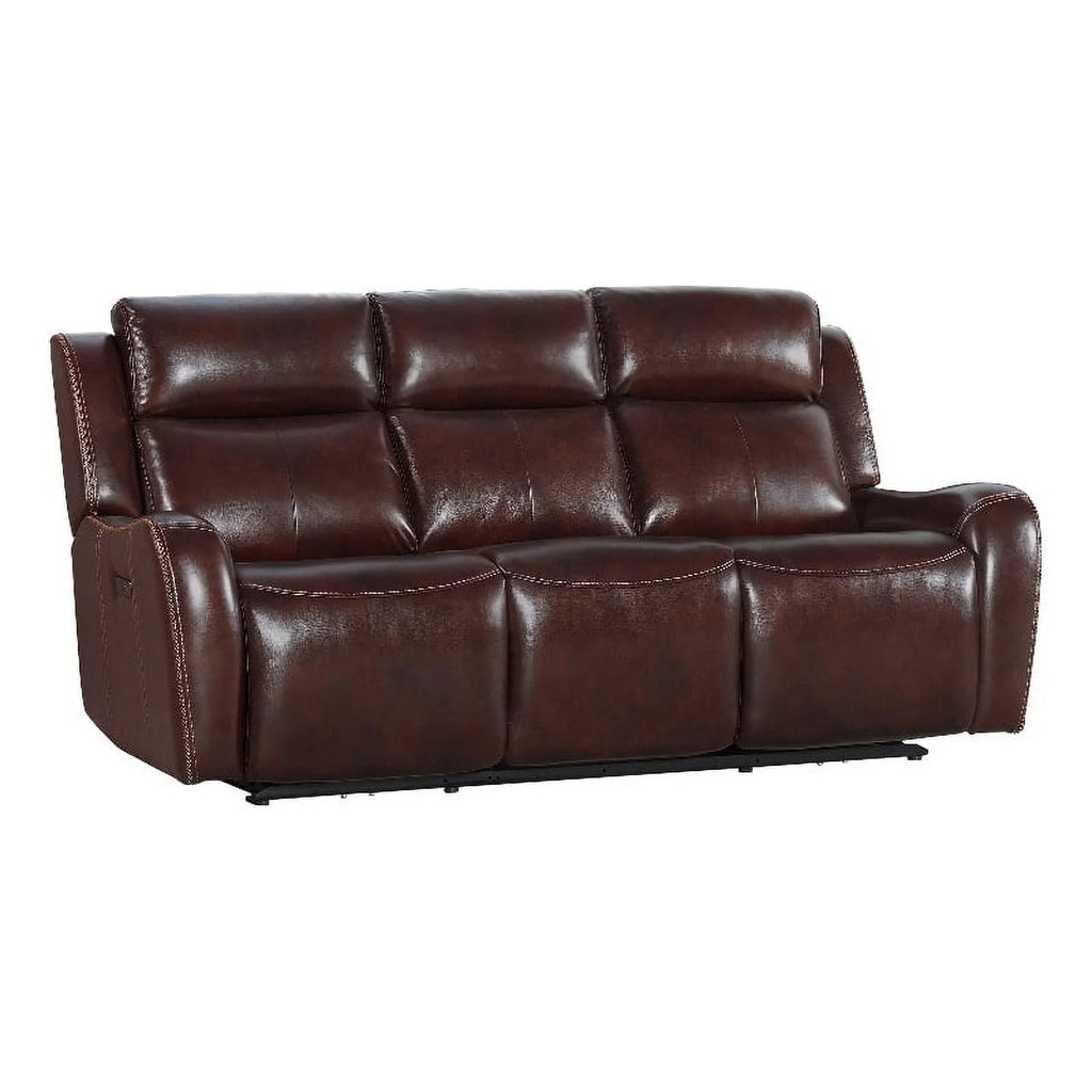 Brown Leather Dual-Power Sofa Q3120