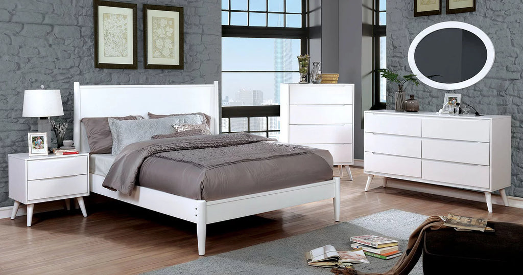 White Eastern King Size Solid Wood Platform Bed O22355
