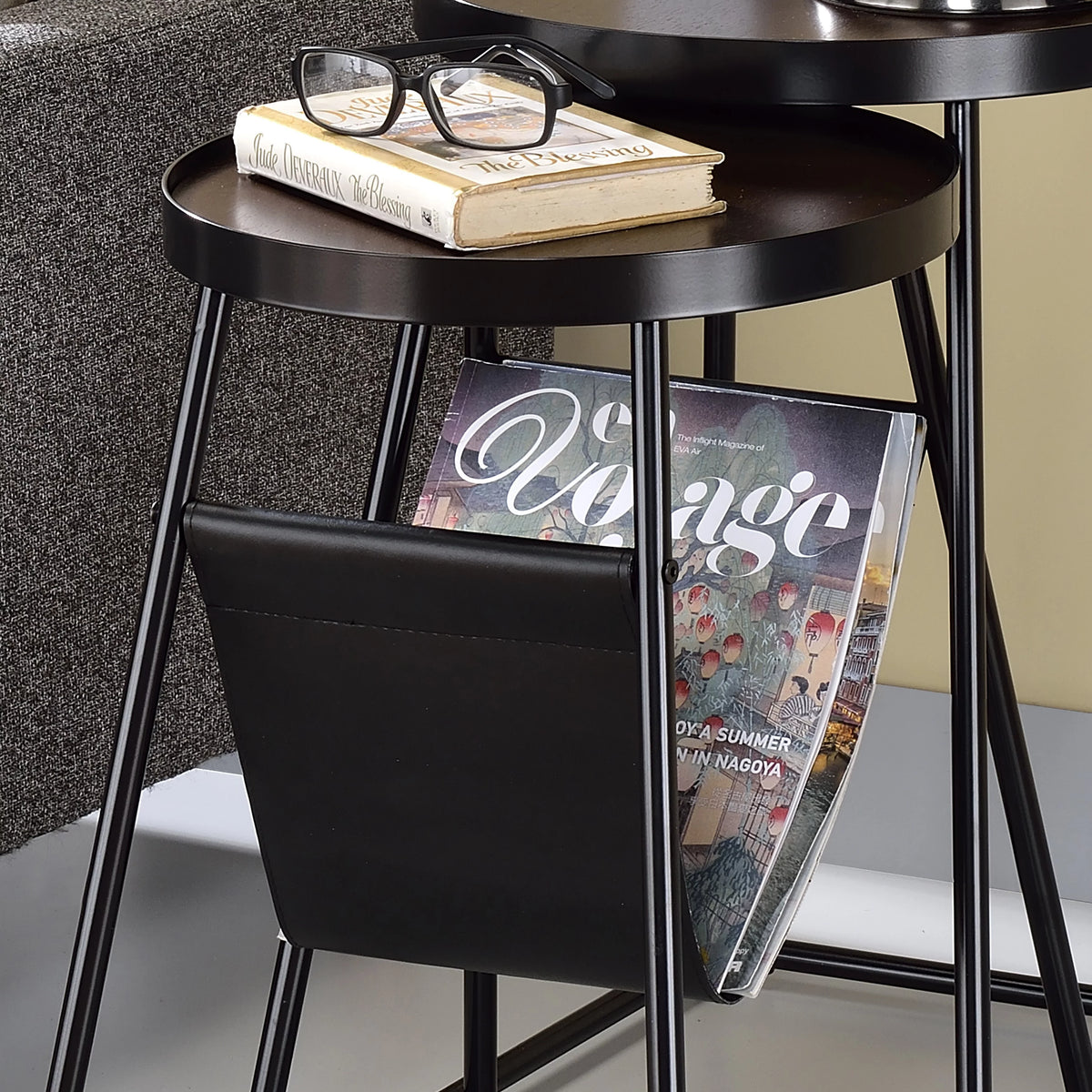Matte Black Steel 2-Piece Nesting Tables Set E481707
