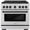 36 5.2 cu. ft. Gas Range with Convection Gas Oven in Stainless Steel and Matte Black N8502