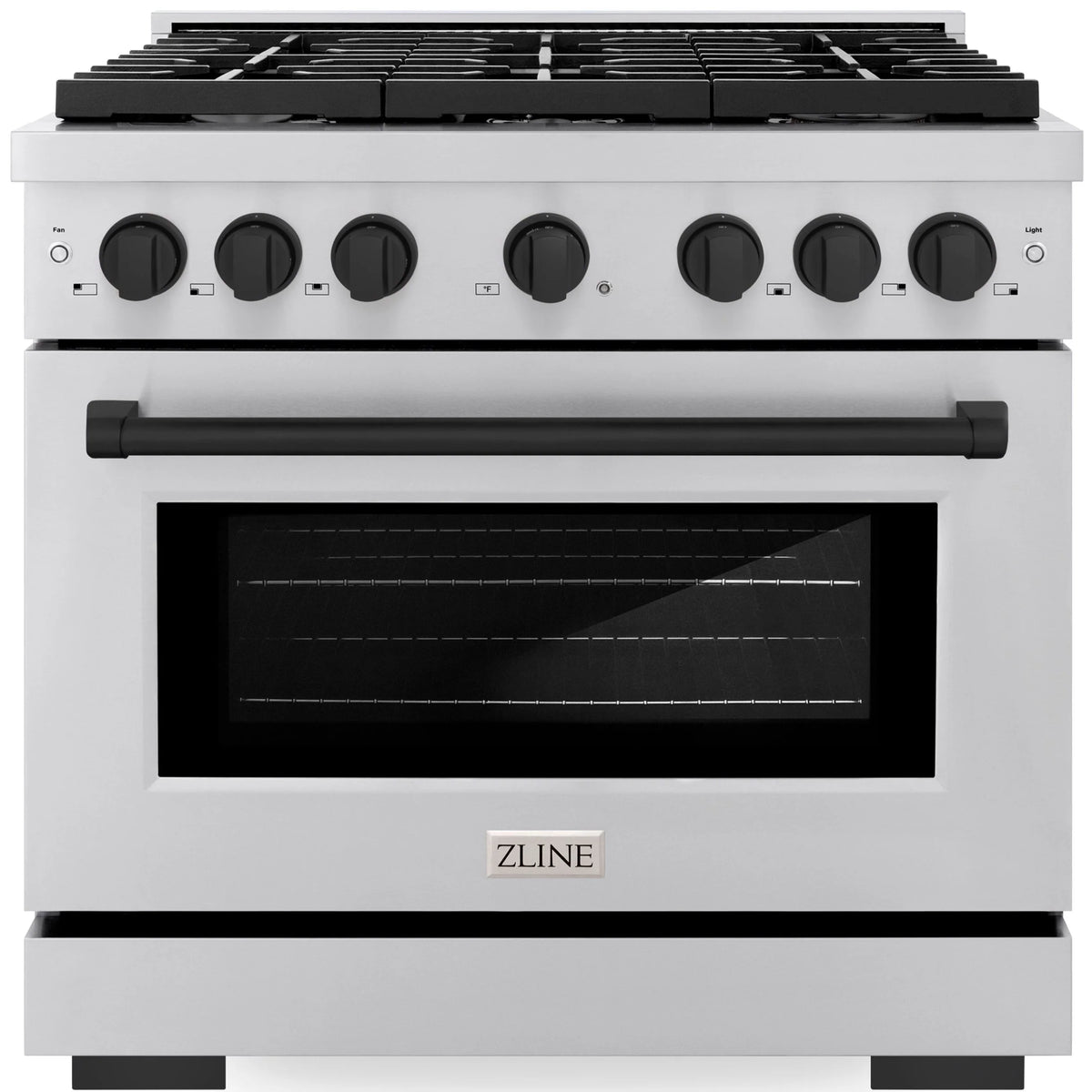 36 5.2 cu. ft. Gas Range with Convection Gas Oven in Stainless Steel and Matte Black N8502