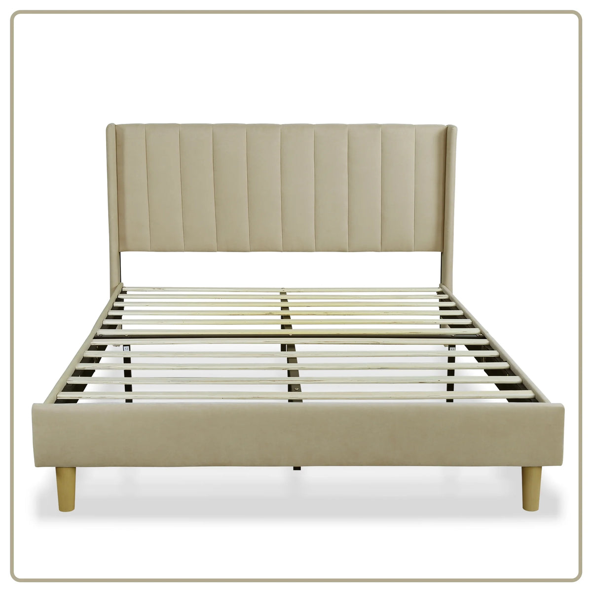 Full Low Profile Upholstered Platform Bed Dark-Grey Velvet V971