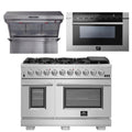 48 Inch Gas Burner Electric Oven Pro Range, Wall Mount Range Hood, Microwave Drawer B4496