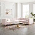 Pink Velvet 6-Piece Sectional Sofa V1312