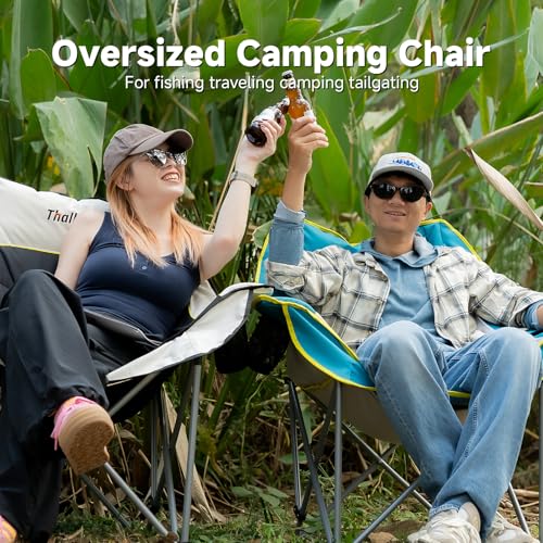 Oversized Heavy Duty Folding Camping Chair with Cup Holders and Carry Bag D54301