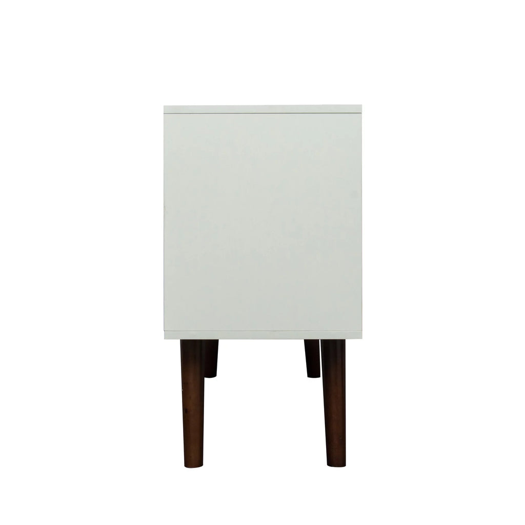 White Particle Board TV Stand with Storage and 2 Shelves Q670949