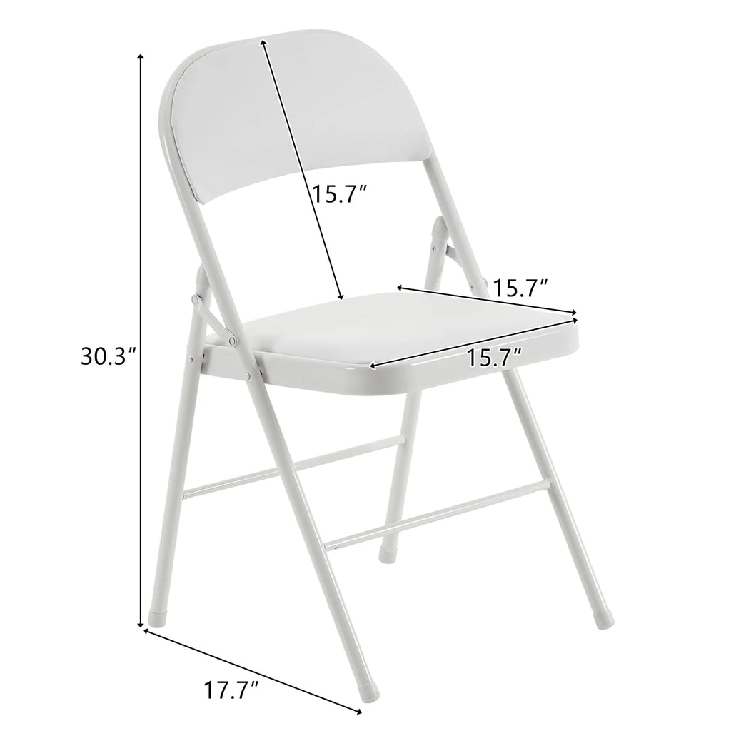 6 Pack Black Folding Chairs Cushioned Padded Seat Metal Frame P496746