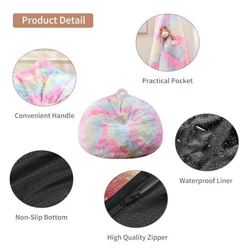 Waterproof Faux Fur 5FT Round Bean Bag Chair Cover with Pocket M6462