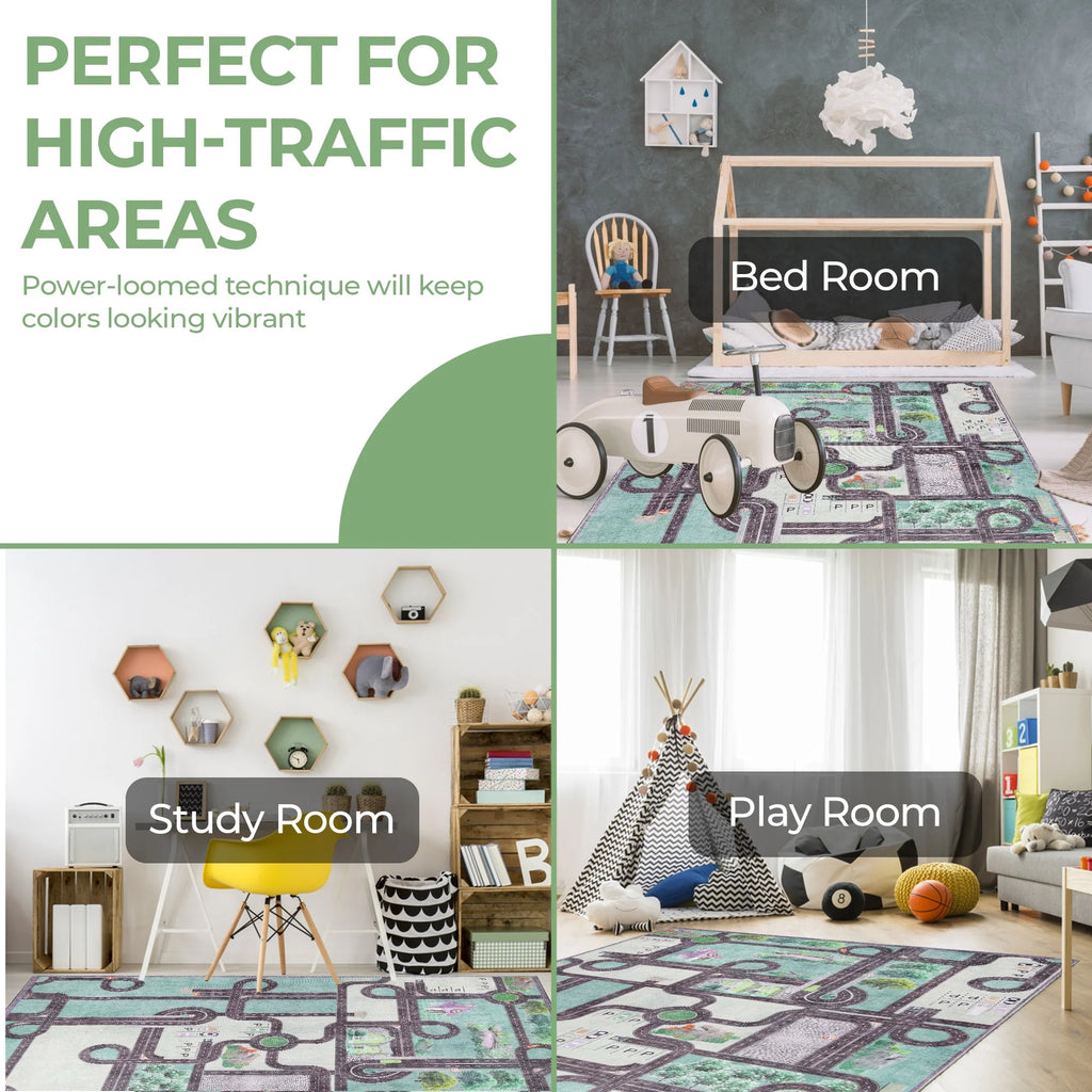 Pine Green 8' x 10' Kids Indoor Area Rug Z9935