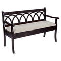 Antique Black Storage Bench with Beige Seat Cushion E3599