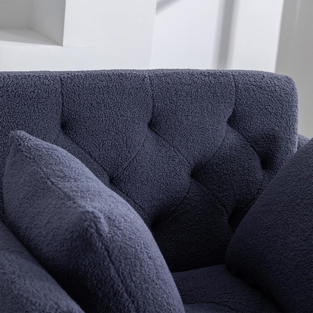 Blue Tufted Chaise Lounge Chair with Ottoman L47072