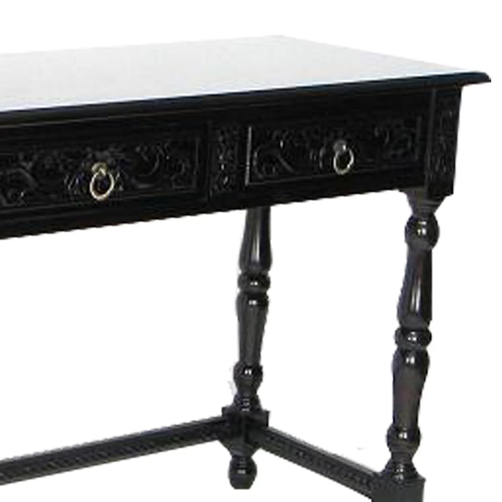 Black Wooden Console Table with Turned Legs Z320862