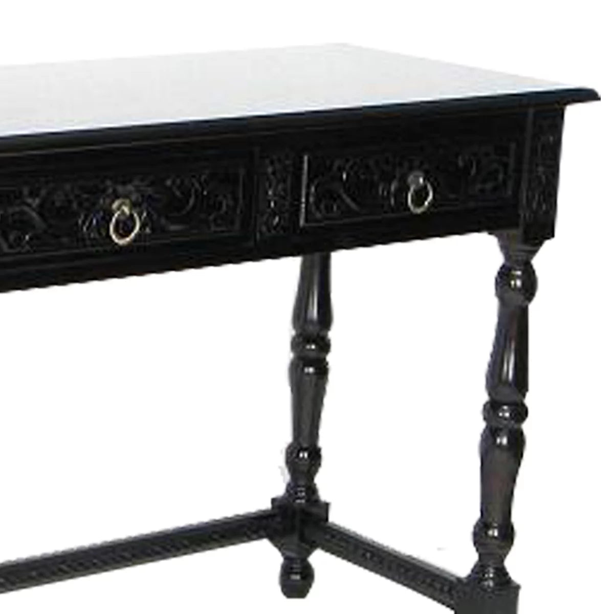 Black Wooden Console Table with Turned Legs Z320862