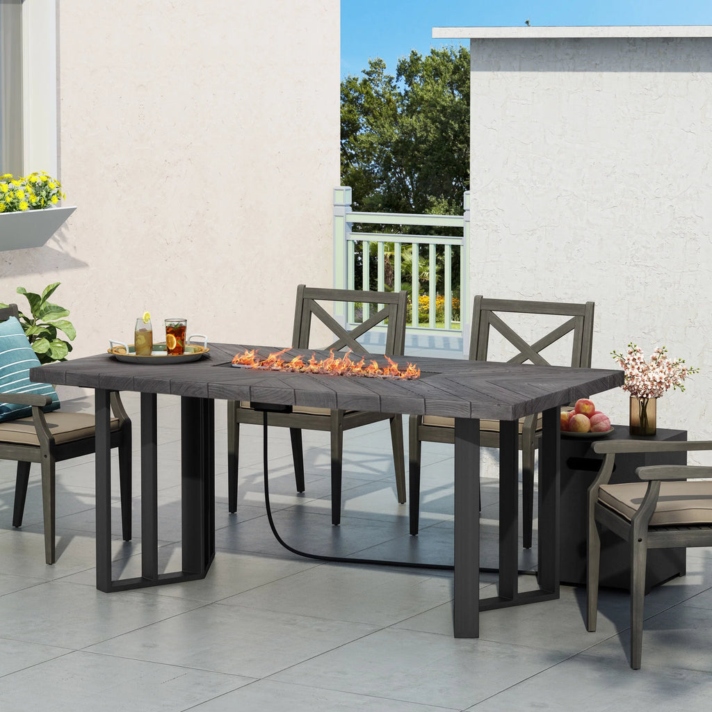 Lightweight Concrete Outdoor Fire Pit Dining Table 40,000 BTU V833