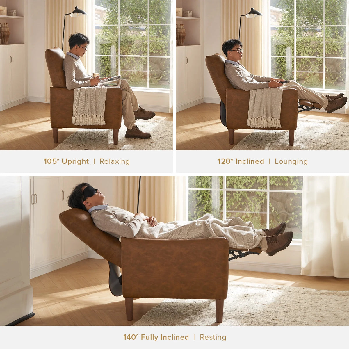 Pecan Brown Faux Leather Recliner P811222