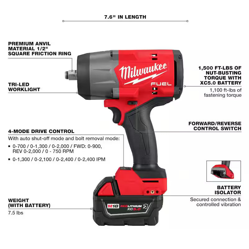 18V Lithium-Ion Brushless Cordless 1/2 in. Impact Wrench Kit X738