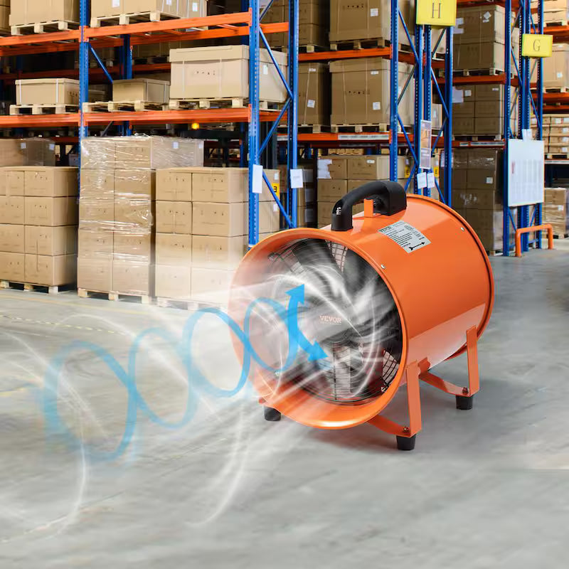 Orange 12 in. Heavy Duty Blower Fan with Duct Hose O574767