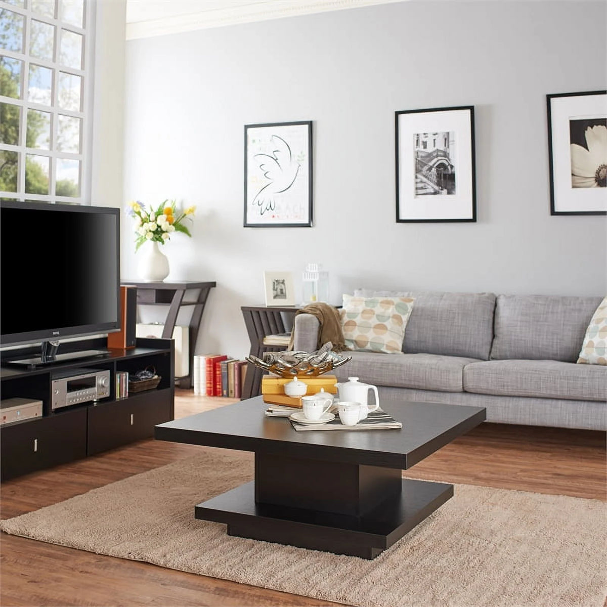 3-Piece Black Wood Coffee Table Set H277