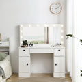 White Makeup Vanity Table with Lighted Mirror and 3 Drawers M968