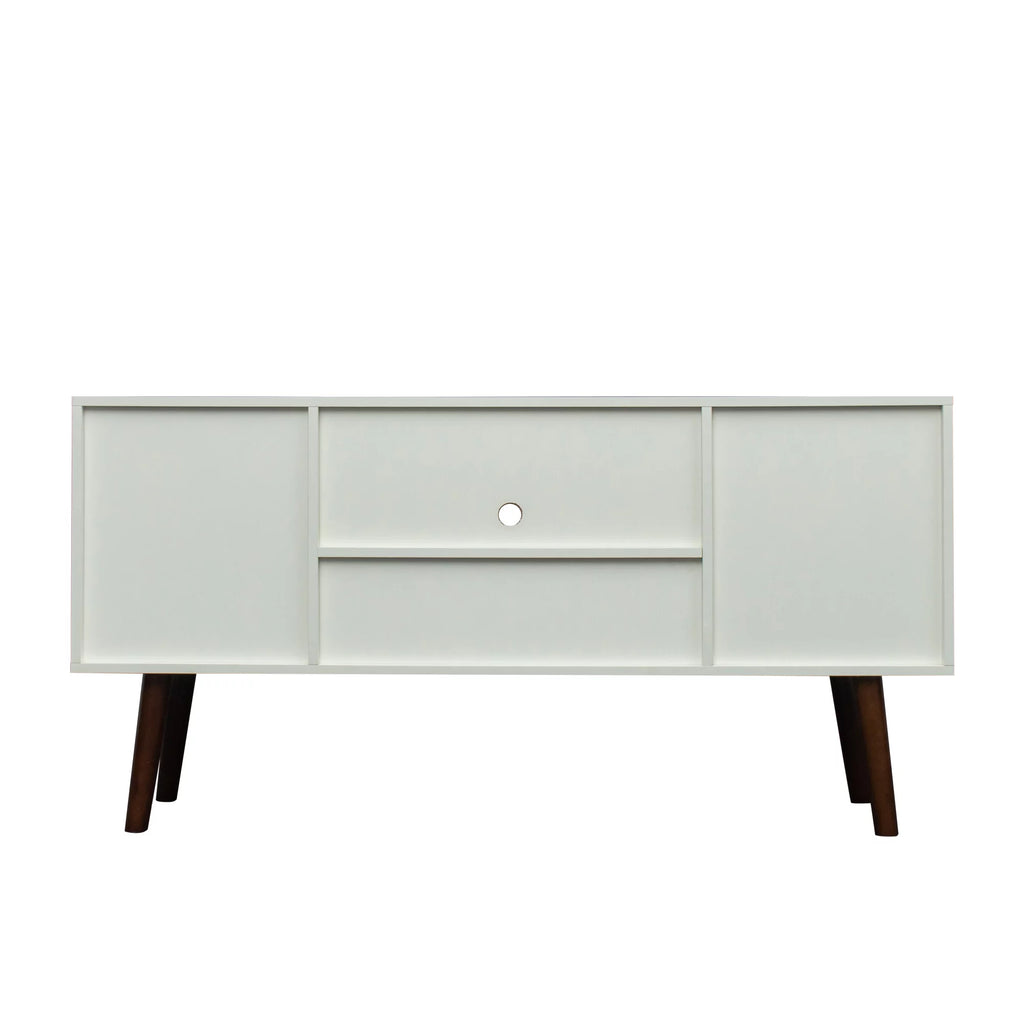 White Particle Board TV Stand with Storage and 2 Shelves Q670949