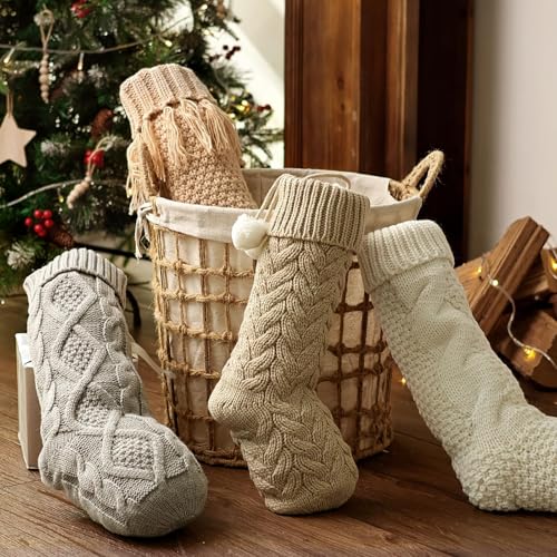 4 Pack 18 Inch Cable Knit Christmas Stockings X791