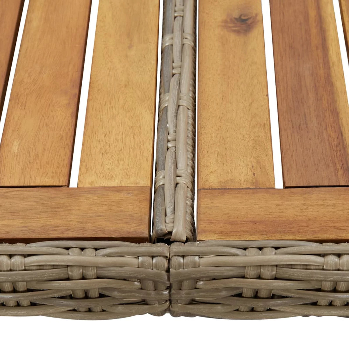 Acacia Wood Top Poly Rattan Steel Patio Dining Table Z996