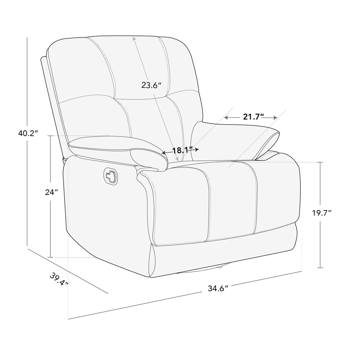 Dark Gray Swivel Glider Rocker Recliner I565055