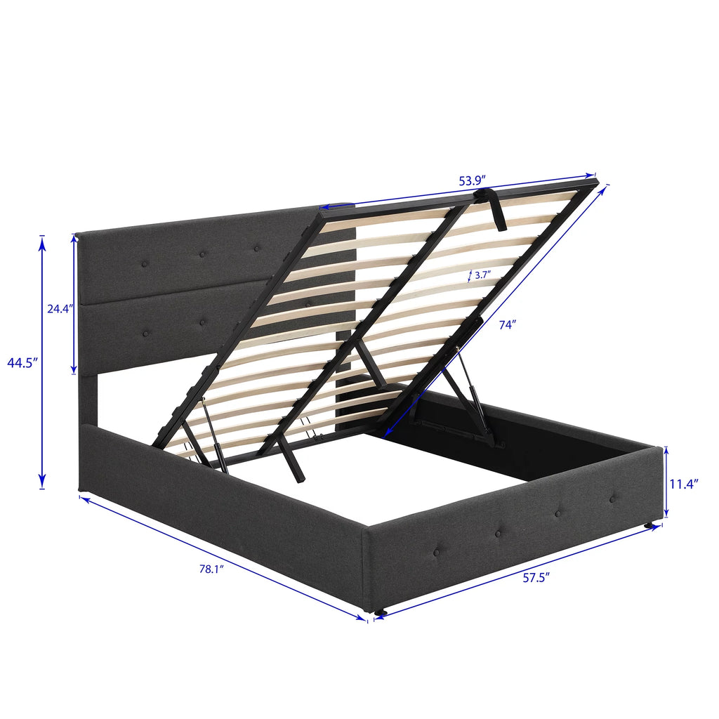 Upholstered Full Storage Platform Bed Y446