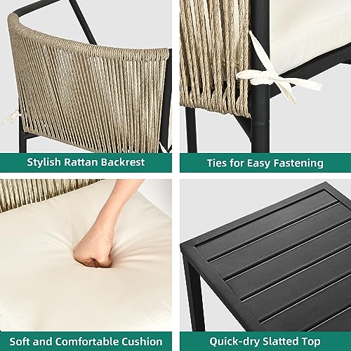 4 Pieces Outdoor Wicker Sectional Sofa Set with Cushions and Side Table L20479