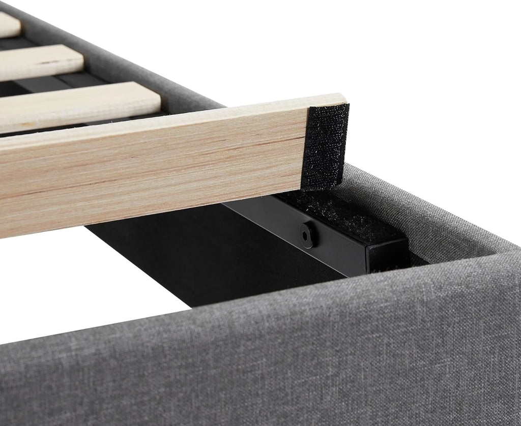 Full Size Fabric Upholstered Platform Bed Frame with Tufted Headboard M5671
