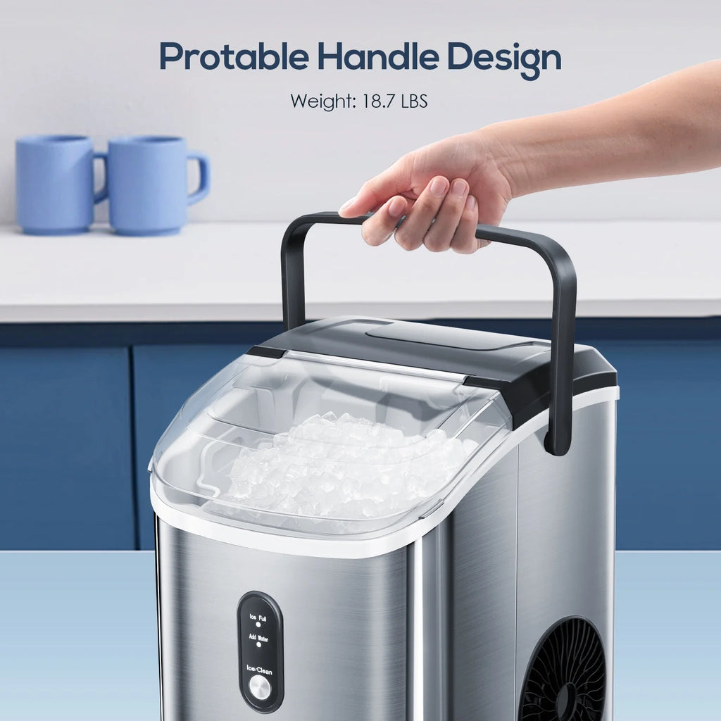 Portable Nugget Ice Maker Countertop Self-Cleaning Stainless Steel Black E15053