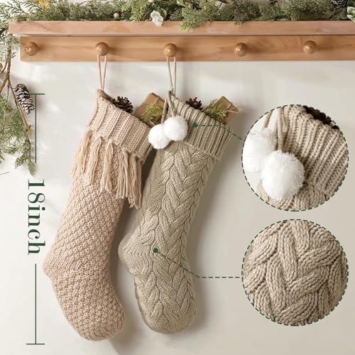 4 Pack 18 Inch Cable Knit Christmas Stockings X791
