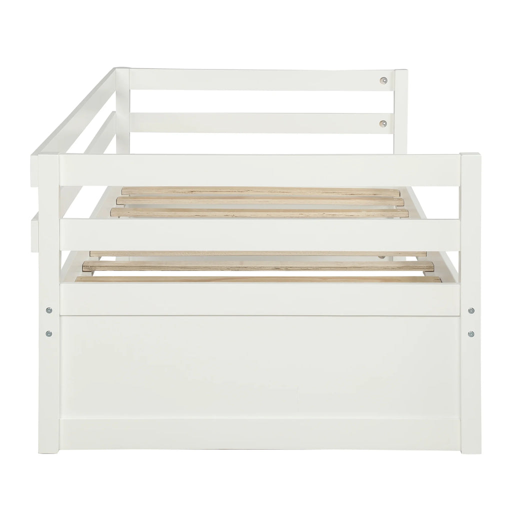 Solid Wood Daybed with Trundle White Q786941