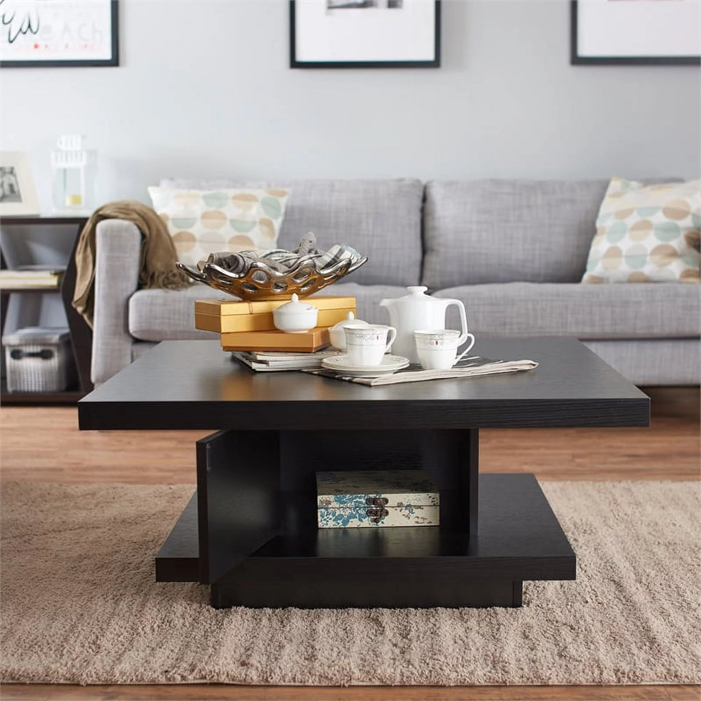 3-Piece Black Wood Coffee Table Set H277