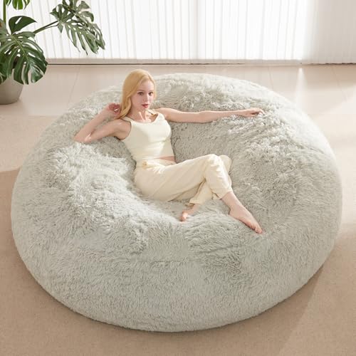 Waterproof Faux Fur 5FT Round Bean Bag Chair Cover with Pocket M6462
