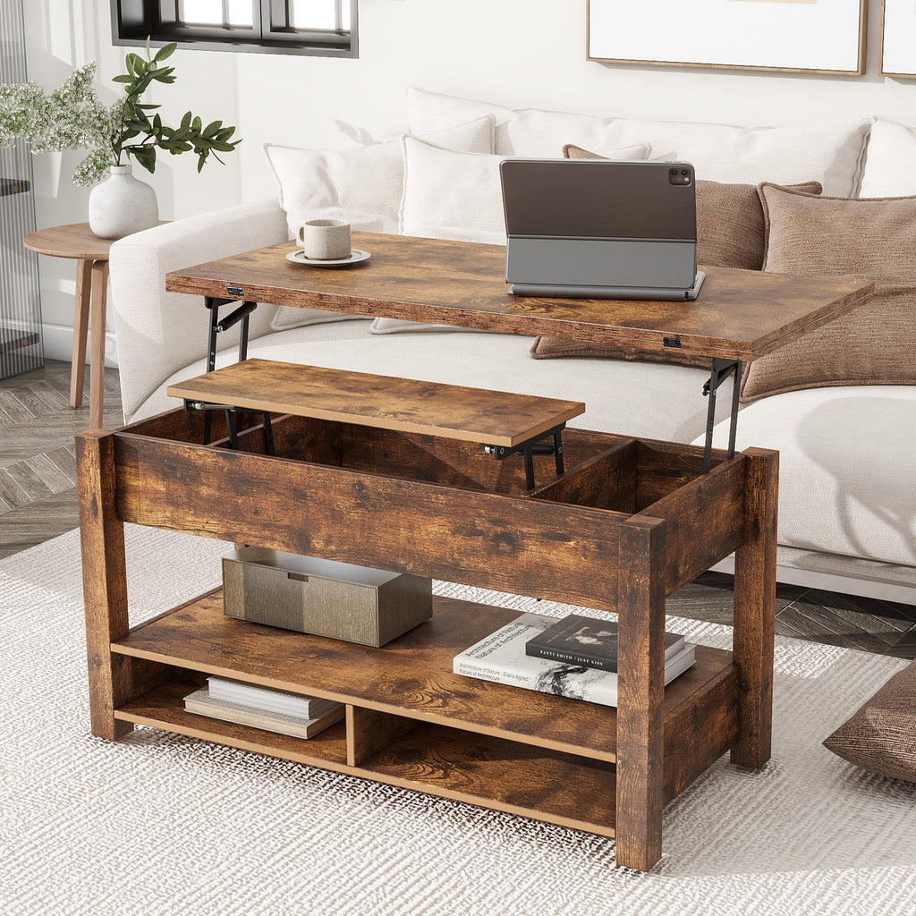 Lift Top Coffee Table with 3 Shelves Z883