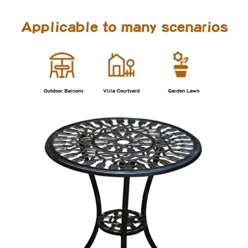 Rust-Resistant Cast Aluminum Bistro Table Set with Umbrella Hole M176