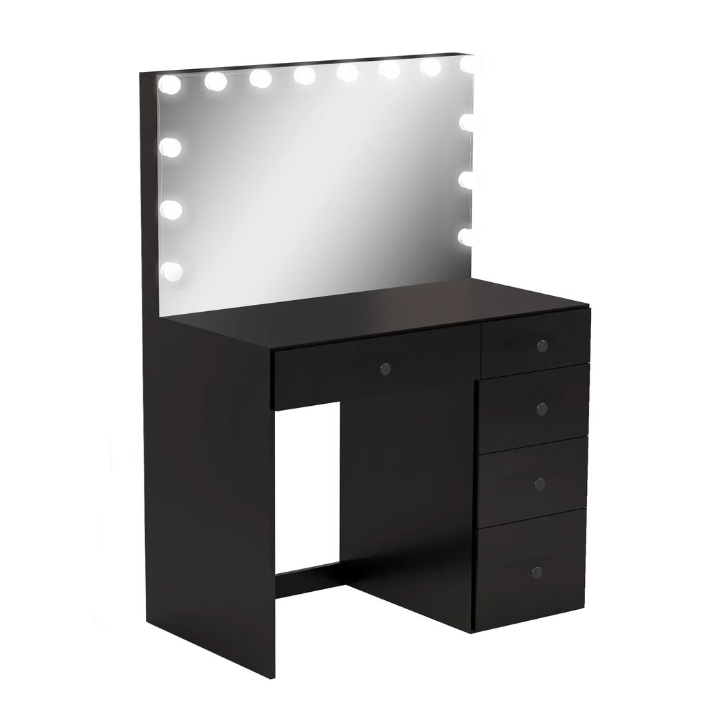 Black Makeup Vanity Table with 5 Drawers Y383