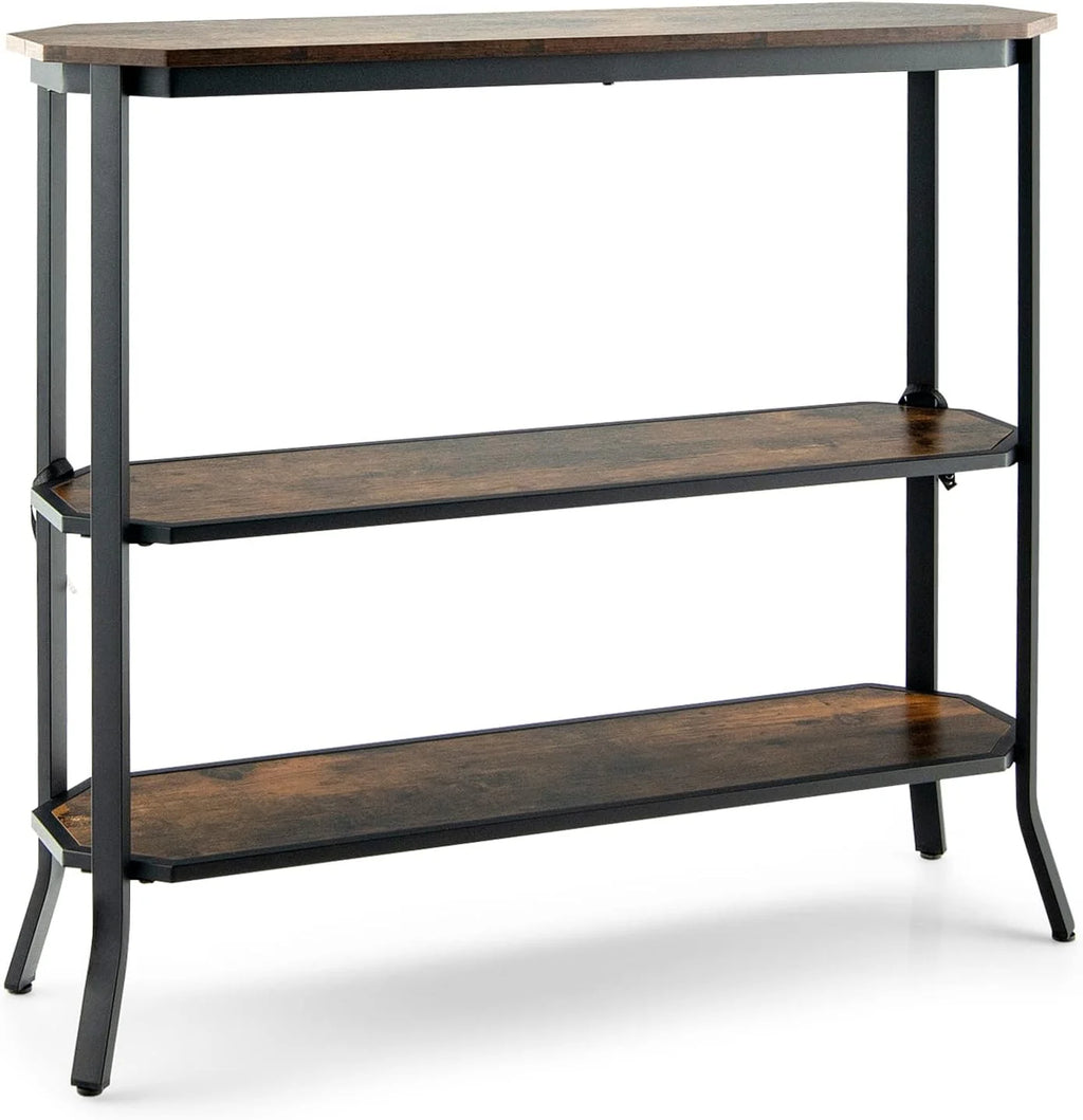 Industrial 3-Tier Narrow Console Table with Open Shelves T877567