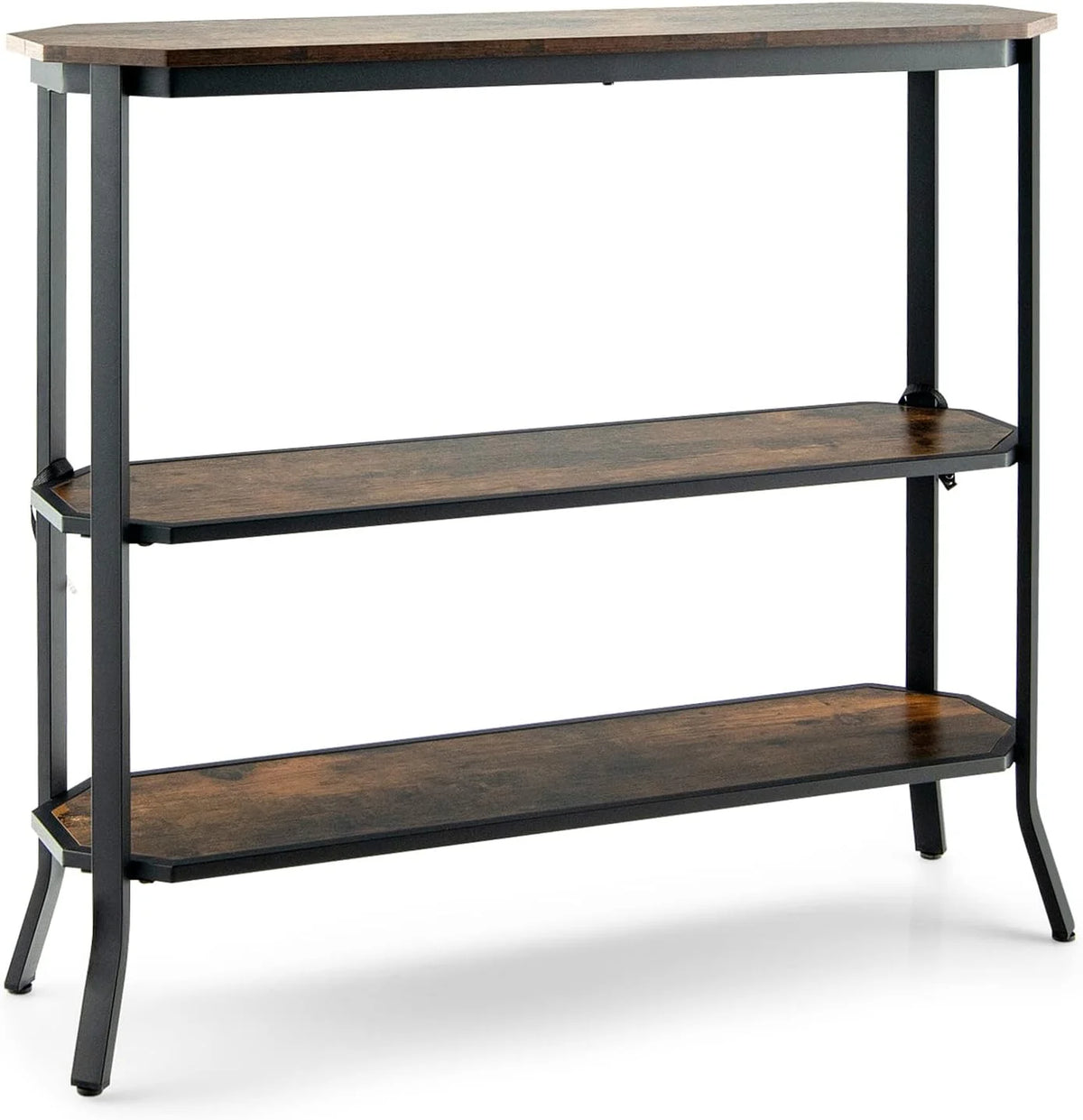 Industrial 3-Tier Narrow Console Table with Open Shelves T877567