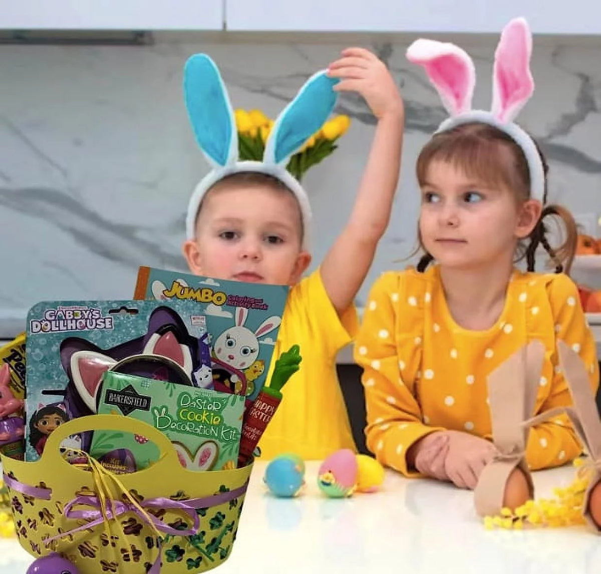 Easter Gift Basket with Coloring Book Candies & Bucket O90059