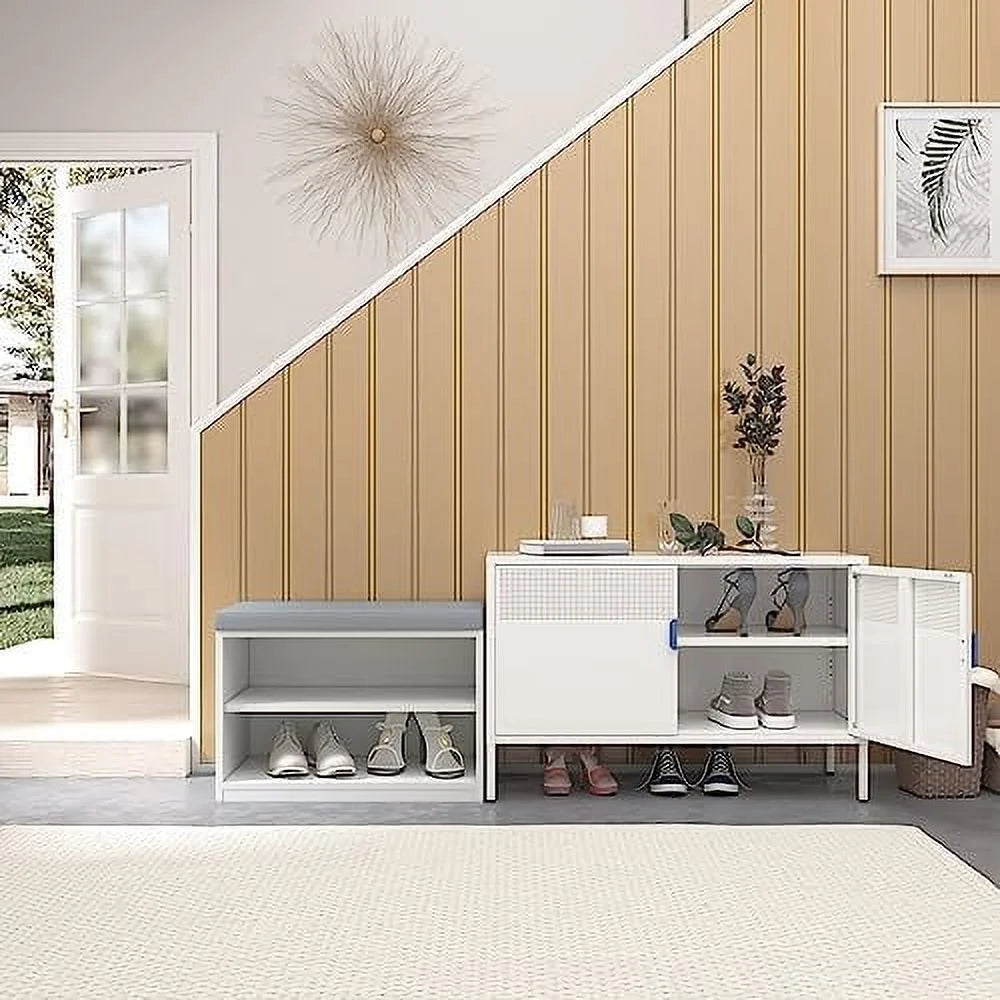 Metal Locker Cabinet with Mesh Door Adjustable Shelves L68238
