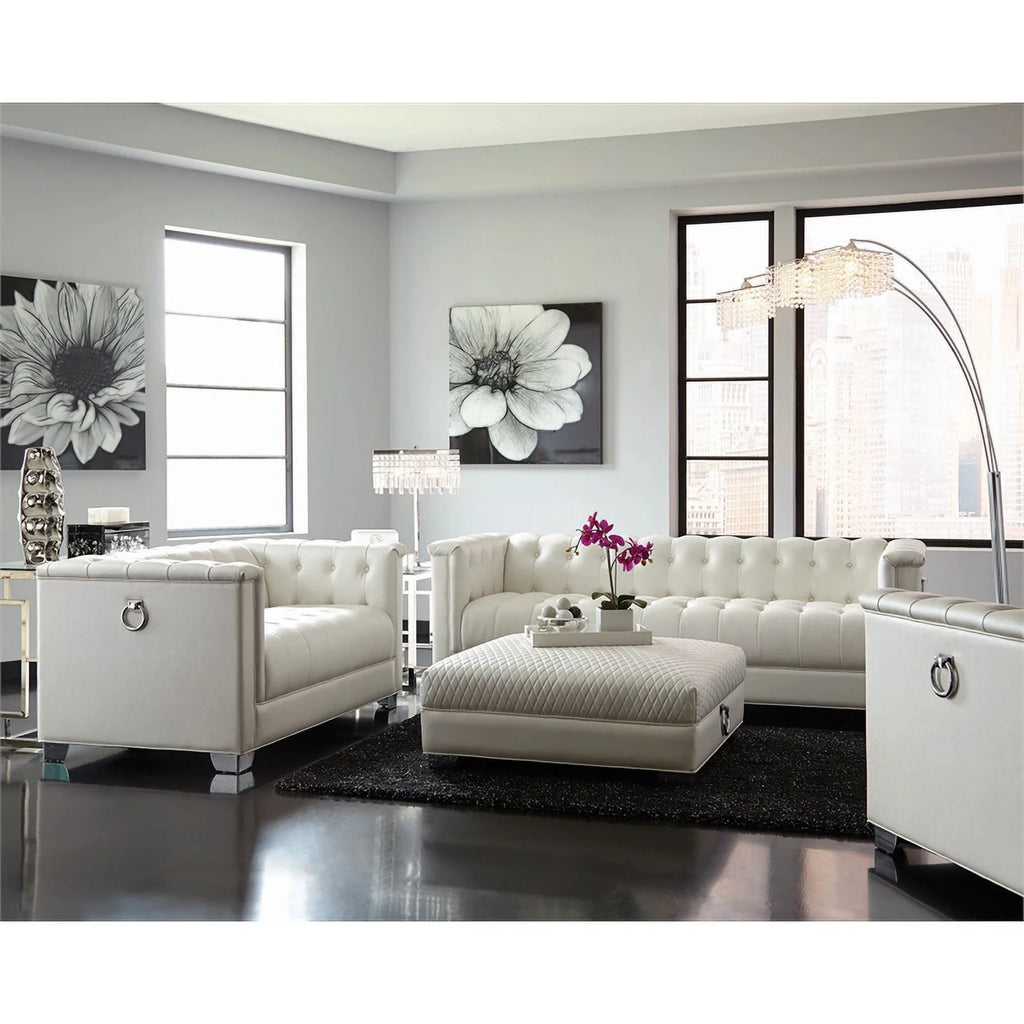 White 3-Piece Tufted Faux Leather Sofa Set L4728