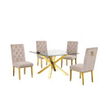 5pc Glass Dining Set with Velvet Chairs B33504