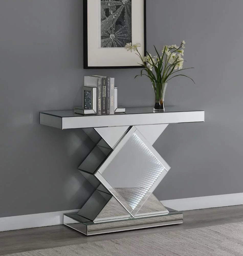 Console Table with LED Lighting Silver J9581